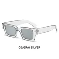 Square fashion sunglasses with transparent gray frames and silver mirror lenses C6 - Transparent Grey Frame Silver Mirror Lens