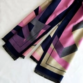 Damen Kaschmir-ähnlicher Schal mit rosa-dunkelblauem geometrischem Farblock-Muster - Lila