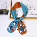 Artistic blue and orange silk scarf with queen illustration for stylish neck accessory - Playing Cards King and Queen Style (3圆角国王和王后)