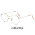 Montatura per occhiali ottagonale in metallo oro rosa con punte delle aste rosa - Montatura Oro Rosa