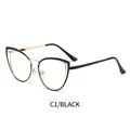 Occhiali da vista cat-eye da donna in metallo nero e oro C1 dal design minimalista - Montatura Nera (C1/BLACK)