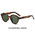 Oval tortoiseshell fashion sunglasses with dark green lenses and silver stud details - Tortoise Frame Dark Green Lens