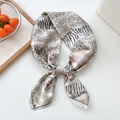 Elegant animal print silk scarf in beige and brown, styled as a knotted bow tie - 70x70cm / Diagonal Stone Texture (08)