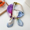 Abstract watercolor print silk square scarf tied in a stylish knot on a white background - 70x70cm / Colorful Brush Stroke (10)