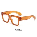 Oversized square blue light blocking glasses in transparent tea color frame - Transparent Tea