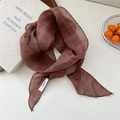 Sciarpa in lino a quadri marrone rossiccio da donna con trama leggera semitrasparente - 04Linen-Riga Rosso Arancio