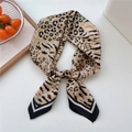Leopard print silk square scarf in beige with black stripes and leopard pattern - 70x70cm / Plush Leopard Print (16)