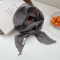 Foulard en lin français vintage avec un motif classique à petits carreaux en taupe et noir - 08Linen-Petit Plaid Noir