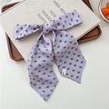 Light purple floral silk scarf ribbon with small blue flowers and pointed ends - 08 Tie-Little Golden Flower Purple Base