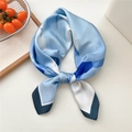 Elegant 70x70 blue and white abstract ink pattern square silk scarf for women - 70x70cm / Brush Large Blue Flower (25)