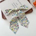 French style floral bow hair tie in cream yellow with pointed ends for bag decoration - 09 Tie-Misty Bright Flower Yellow Base