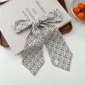 Leopard print silk scarf hair tie with long ribbons and a stylish bow knot - 10 Tie-Small Spotted Beige