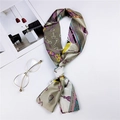 Elegant khaki long silk scarf with equestrian equestrian motifs and golden glasses - Horseshoe Purple Chain