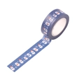 Ruban washi de Noël bleu foncé avec motifs de bonshommes de neige pour scrapbooking - SD-13 Bonhomme de neige et flocon de neige bleus