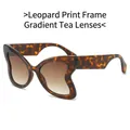 Modern butterfly sunglasses with leopard tortoise frame and brown gradient lenses - Leopard Frame Gradient Tea Lens