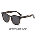 Gafas de sol ovaladas polarizadas con montura de carey y lentes grises clásicas - Marco de Carey Lentes Gris Negro
