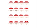 Etiquetas navideñas de Papá Noel con gorros estampados rojos y blancos para regalo - Santa Claus / 1 Hoja