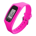 Bright pink silicone digital sports watch with led display and step tracker function - Rose Red