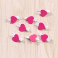 Mini white wooden photo clips with pink heart decorations for Valentine's Day decor - Rose Red