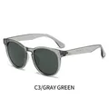 Gafas de sol ovaladas polarizadas retro con montura gris translúcida y lentes verdes - Montura Gris Transparente Lente Verde Oscuro