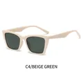 Occhiali da sole cat-eye chic con montatura beige e lenti verde scuro modello C4 - Montatura Bianco Riso Lenti Verde Scuro