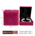 Rose red velvet bracelet box with rose embossing and black interior, 9.8x9.8x6cm size - Bracelet Box