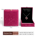 Rose red velvet jewelry gift box with rose pattern and red heart pendant necklace - Pendant Box