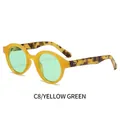 Oval retro sunglasses in yellow resin with tortoise temples and green lenses (C8) - Yellow Tortoise Frame Green Lens