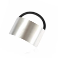 Élastique cheveux minimaliste en alliage brossé argenté avec bande noire épaisse - Grand / Argent Brossé