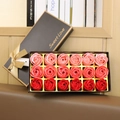 18-piece rose soap flower gift box in pink and red tones with gold ribbon bow - 18pcs Gradient Red