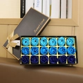 Blue gradient 18-piece soap rose flower gift box with black gold Sweet Love ribbon - 18pcs Gradient Blue