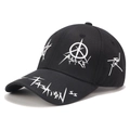 Casquette de baseball noire style urbain avec motifs graffiti blancs et imprimé étoile - Réglable / Noir