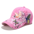 Cappellino rosa con ricamo farfalla a paillettes e tela di cotone strutturata - Regolabile / Rosa