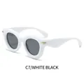 Fashionable oversized bubble sunglasses with white frames and dark grey lenses - White Frame Dark Grey Lens