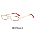 Elegantes gafas de lectura rojo oro con montura rectangular metálica y puntas suaves - 100 / Montura Rojo Oro