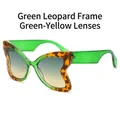 Butterfly frame sunglasses with green leopard pattern and yellow gradient lenses - Green Leopard Frame Green Yellow Lenses