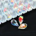 Teardrop crystal glass beads with AB rainbow coating for DIY jewelry making - 12X22 Twisted Teardrop