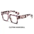 Chic pink hawksbill square anti-blue light glasses with thick frames and metal accents - Pink Hawksbill Frame