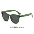 Retro polarized oval sunglasses with translucent green frame and dark gray lenses - Transparent Green Frame Grey Lens