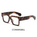 Classic tortoise shell square optical glasses with vintage thick frame and gold rivets - Tortoiseshell Frame