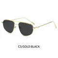 Fashion aviator sunglasses with gold metal frame and dark grey lenses in C5 style - Gold Frame Black Grey