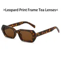 Occhiali da sole poligonali leopardati con lenti marroni e decorazioni con borchie - Montatura Leopardata / Lenti Tè