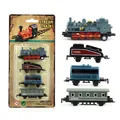 Retro steam train alloy model set with four colorful vintage locomotive carriages - Blue