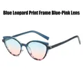 Occhiali da sole cat-eye con montatura blu leopardata e lenti sfumate blu-rosa - Montatura Leopardata Blu Lenti Blu Rosa