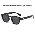 Oval black frame sunglasses with dark gray lenses and silver arrow rivet detail - Black Frame Black Grey Lens