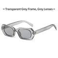 Polygonal sunglasses with transparent grey frame, grey lenses and rivet decoration - Translucent Grey Frame Grey Lens