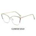 Montatura per occhiali cat-eye beige oro C2 con aste in metallo svuotato - Montatura Beige Oro
