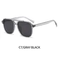 Navigator square sunglasses with transparent grey frame and dark grey lenses for women - Transparent Grey Frame Grey Lens