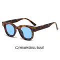 Gafas de sol retro cuadradas con montura de carey y cristales azules - Marco Carey Lentes Azules