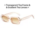 Octagon geometric sunglasses with transparent tea frame and gradient brown lenses - Transparent Tea Frame Gradient Tea Lens